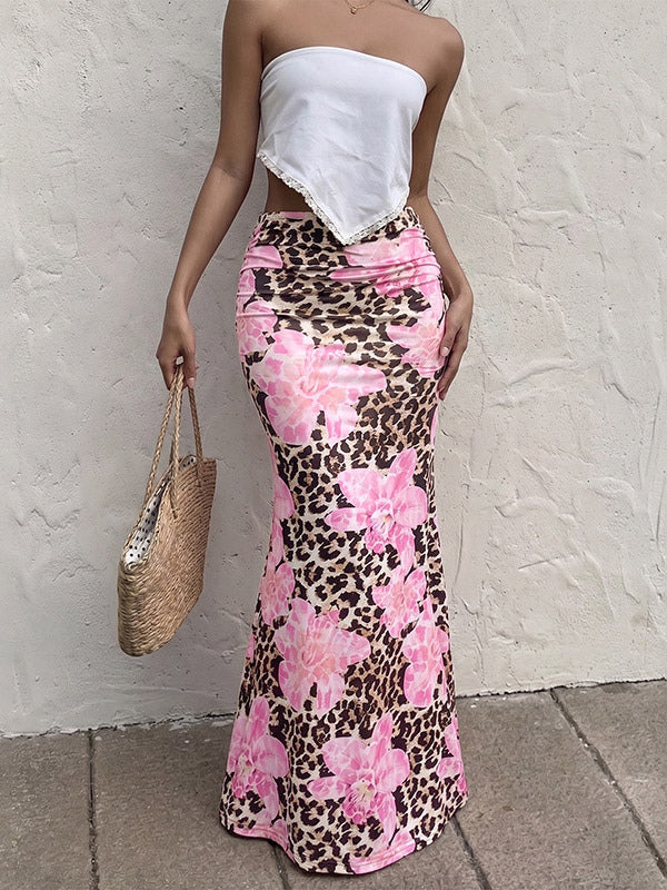 Skirts Brown Clothes Raised Waist Sexy Summer Long Women's Bottoms