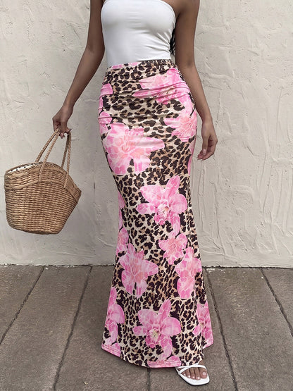 Skirts Brown Clothes Raised Waist Sexy Summer Long Women's Bottoms