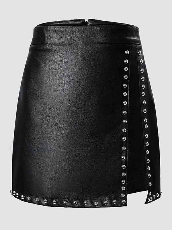 Skirts Black Raised Waist PU Leather Sexy Mini Women's Bottoms