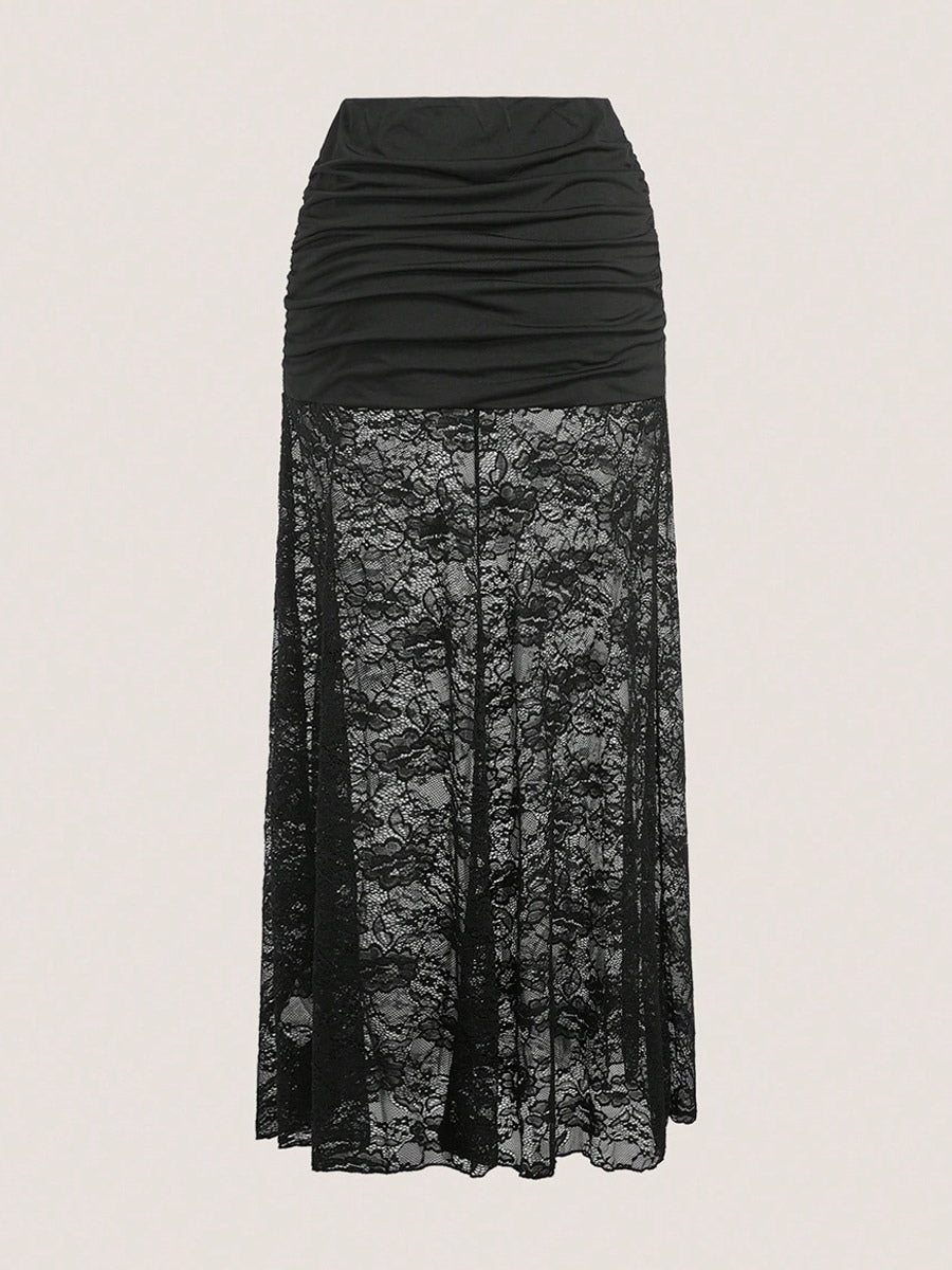 Skirts Black Sheer Nylon Sexy Fall Long Women's Bottoms