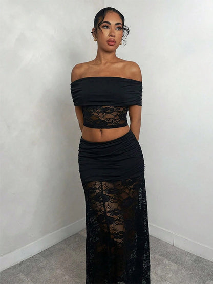 Skirts Black Sheer Nylon Sexy Fall Long Women's Bottoms