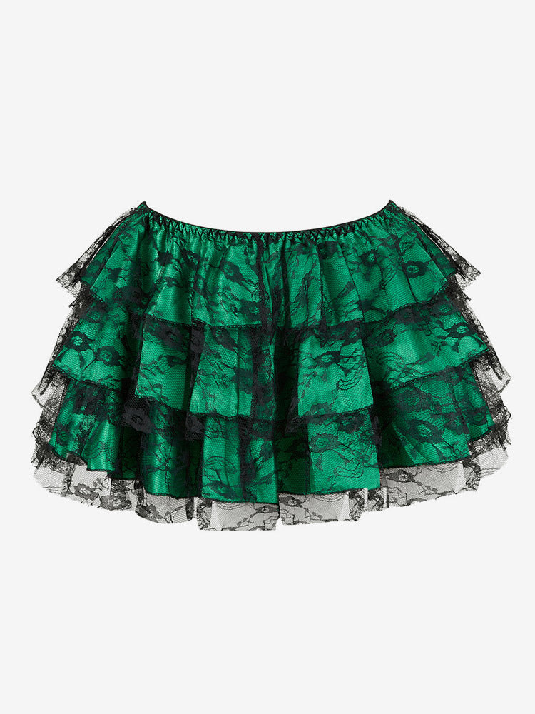 Skirts Green Layered Chic Fall Mini Women's Bottoms