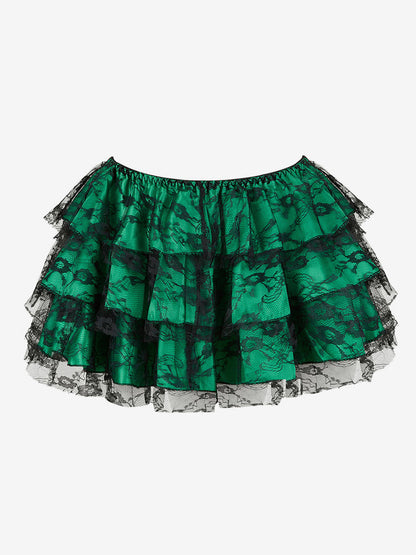 Skirts Green Layered Chic Fall Mini Women's Bottoms