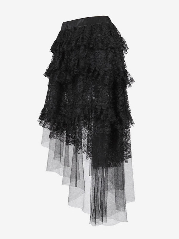 Skirts Black Sexy Irregular Floral Print Fall Knee Length Women's Bottoms