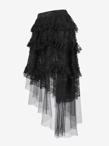 Skirts Black Sexy Irregular Floral Print Fall Knee Length Women's Bottoms