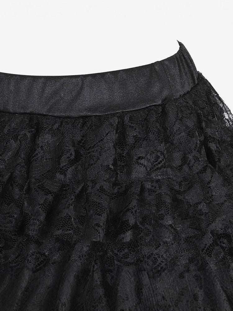 Skirts Black Sexy Irregular Floral Print Fall Knee Length Women's Bottoms