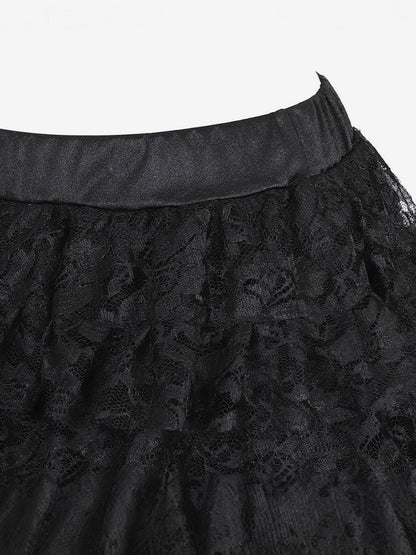 Skirts Black Sexy Irregular Floral Print Fall Knee Length Women's Bottoms