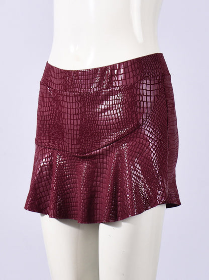 Skirts Burgundy Slim Fit Raised Waist Sexy Mini Women's Bottoms