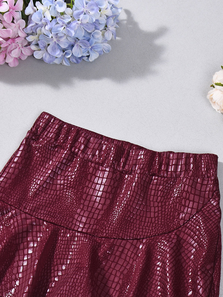 Skirts Burgundy Slim Fit Raised Waist Sexy Mini Women's Bottoms