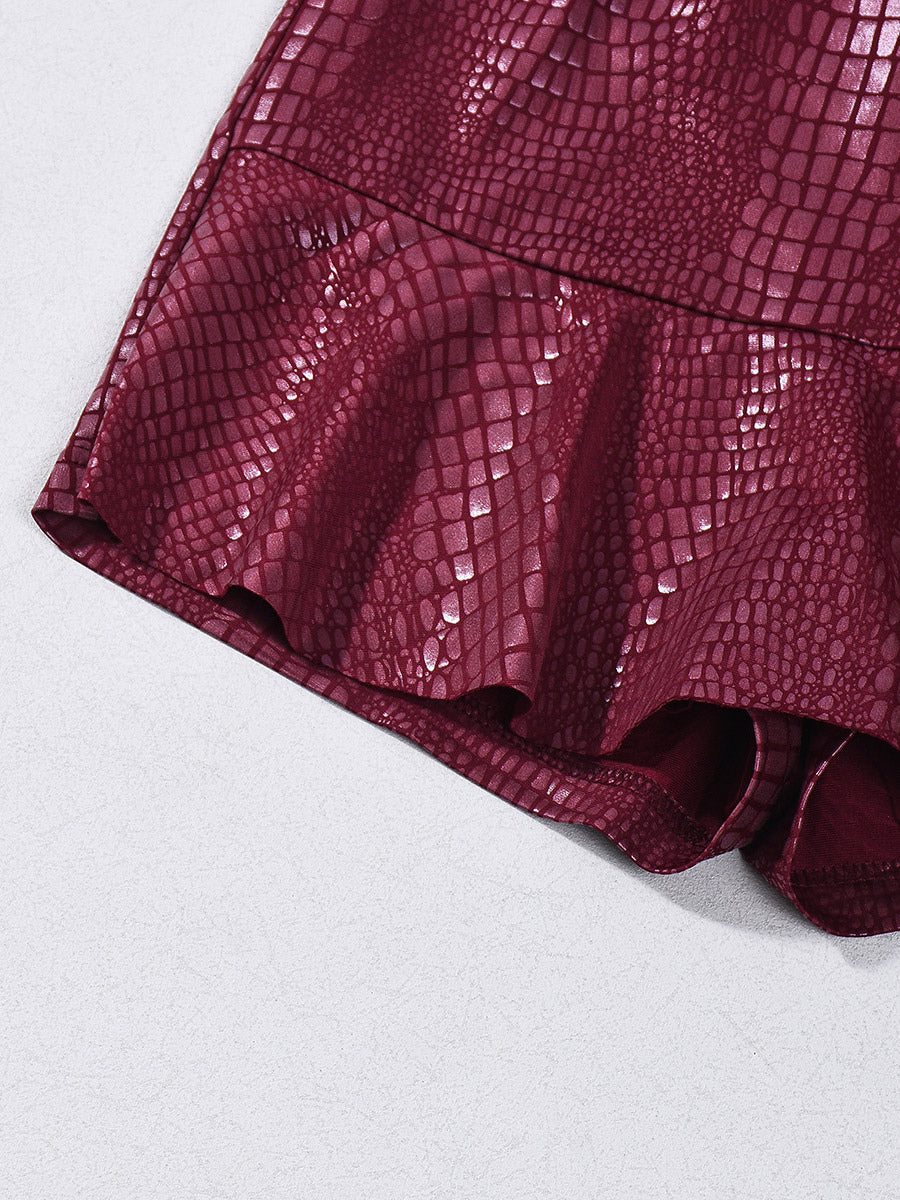 Skirts Burgundy Slim Fit Raised Waist Sexy Mini Women's Bottoms