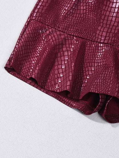 Skirts Burgundy Slim Fit Raised Waist Sexy Mini Women's Bottoms