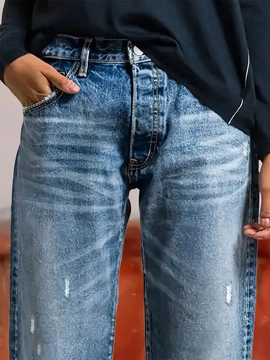 Jeans Women's Straight Charming Denim Casual Bottoms Jeans