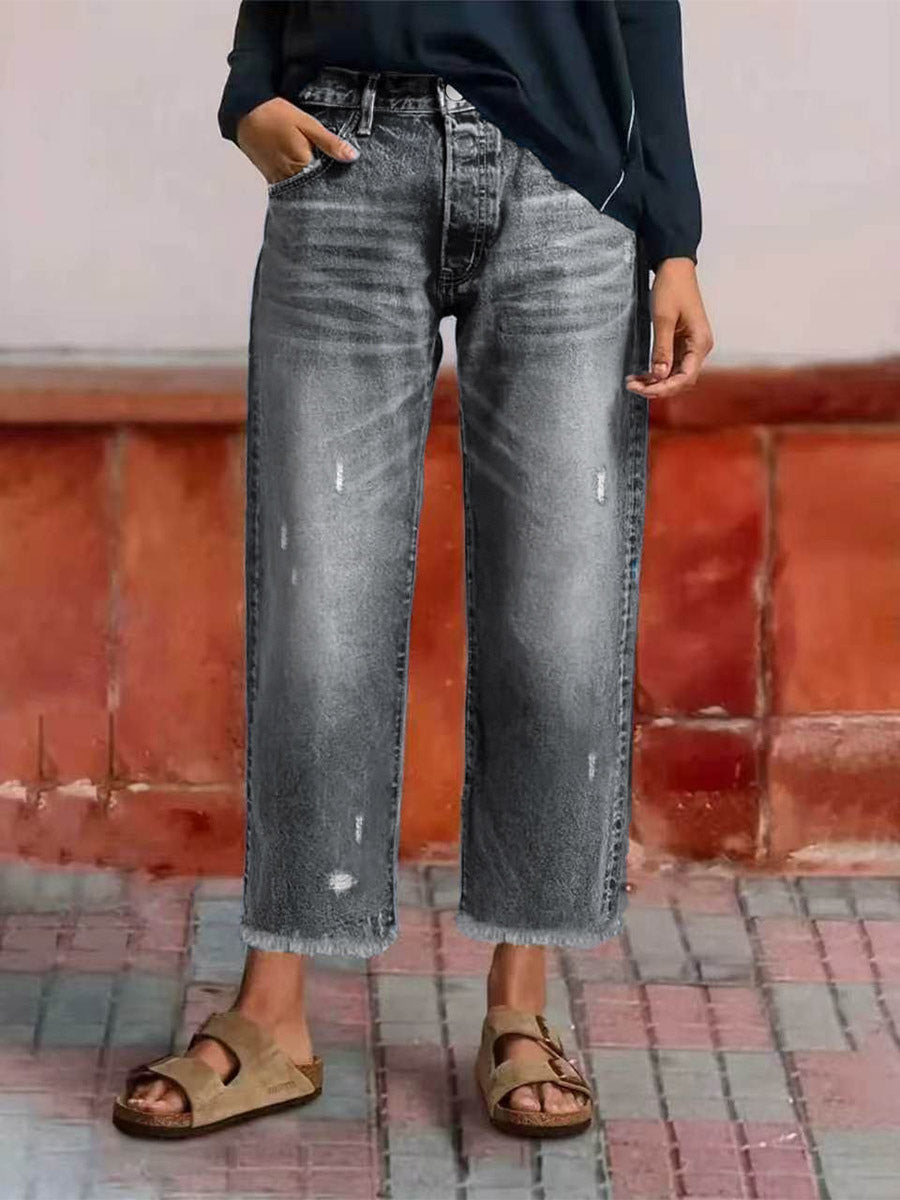 Jeans Women's Straight Charming Denim Casual Bottoms Jeans