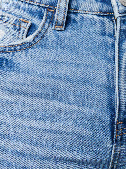 Jeans Bottoms SexyCasual Fringe Raised Waist Denim Jeans