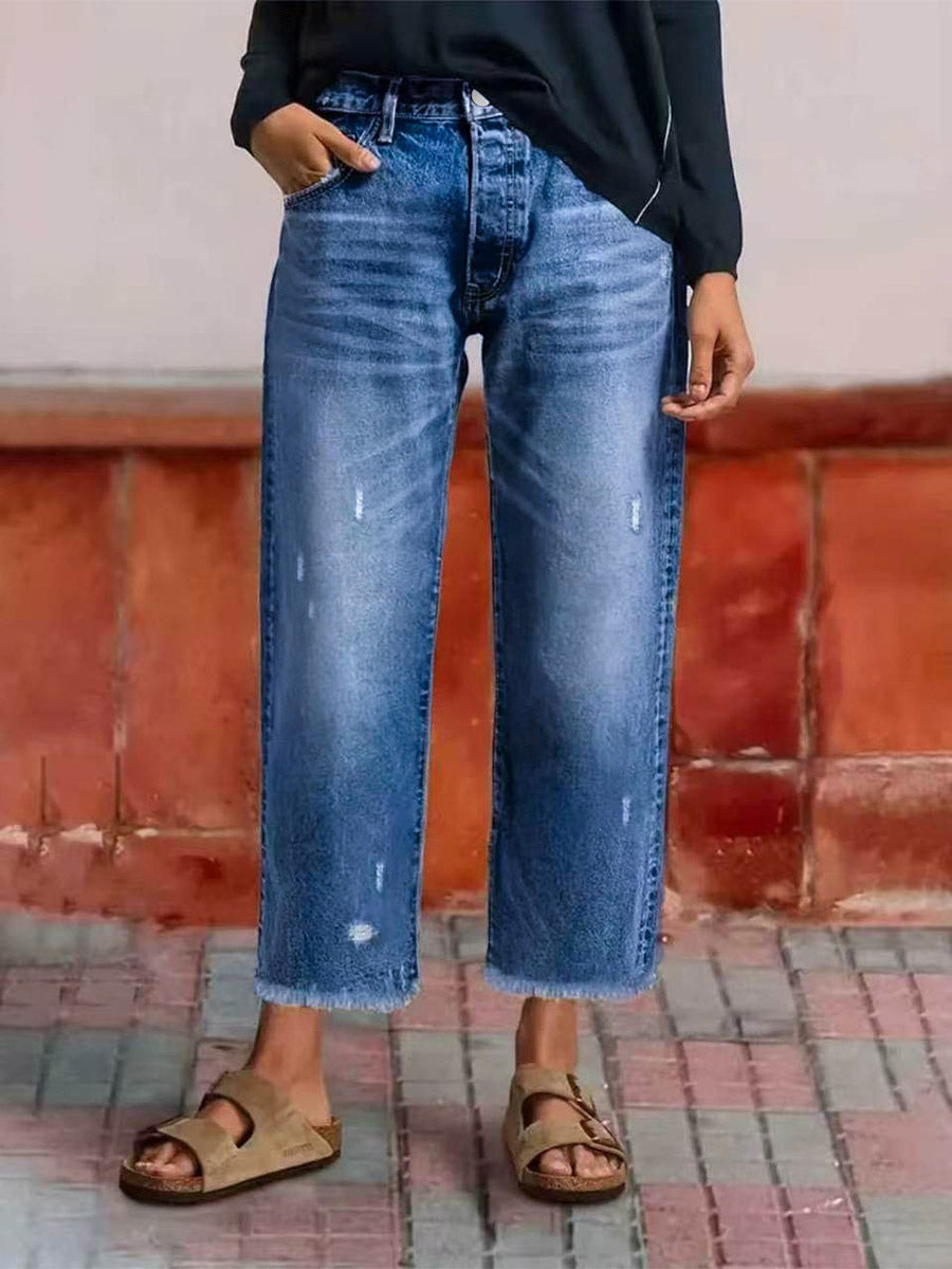 Jeans Women's Straight Charming Denim Casual Bottoms Jeans