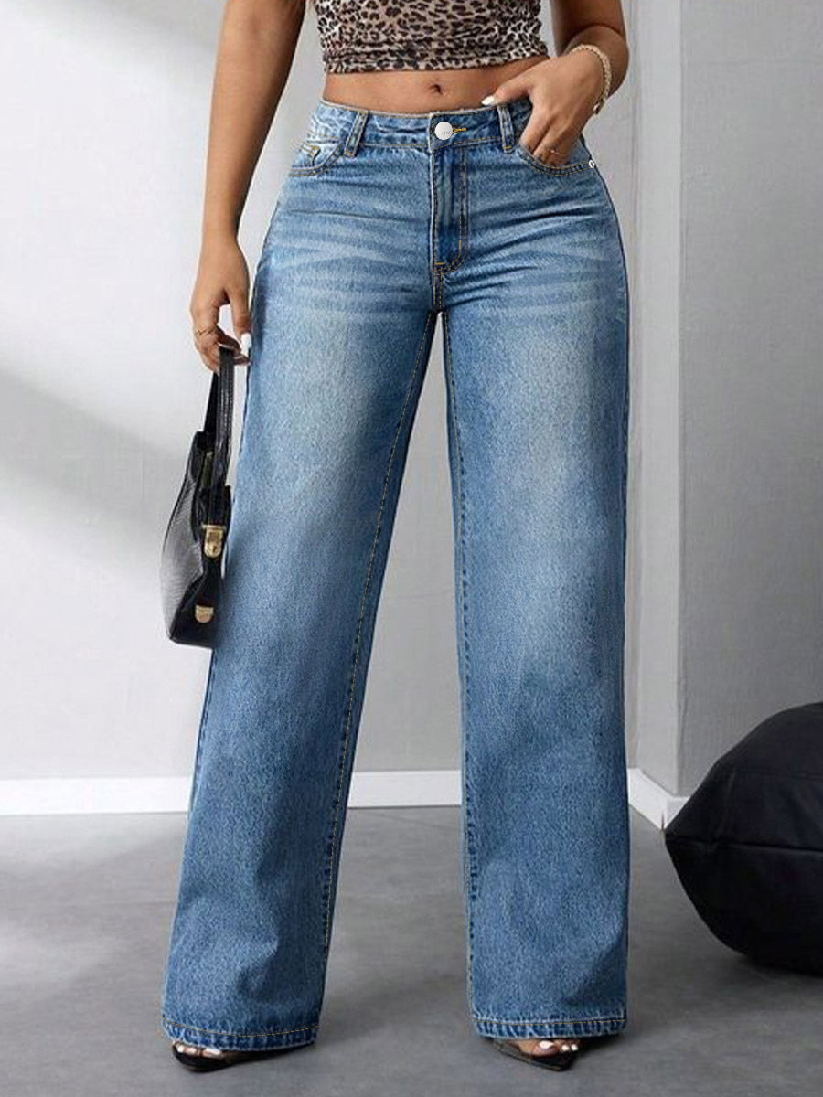 Jeans Bottoms Women's Wide Fashion Denim Casual Jeans