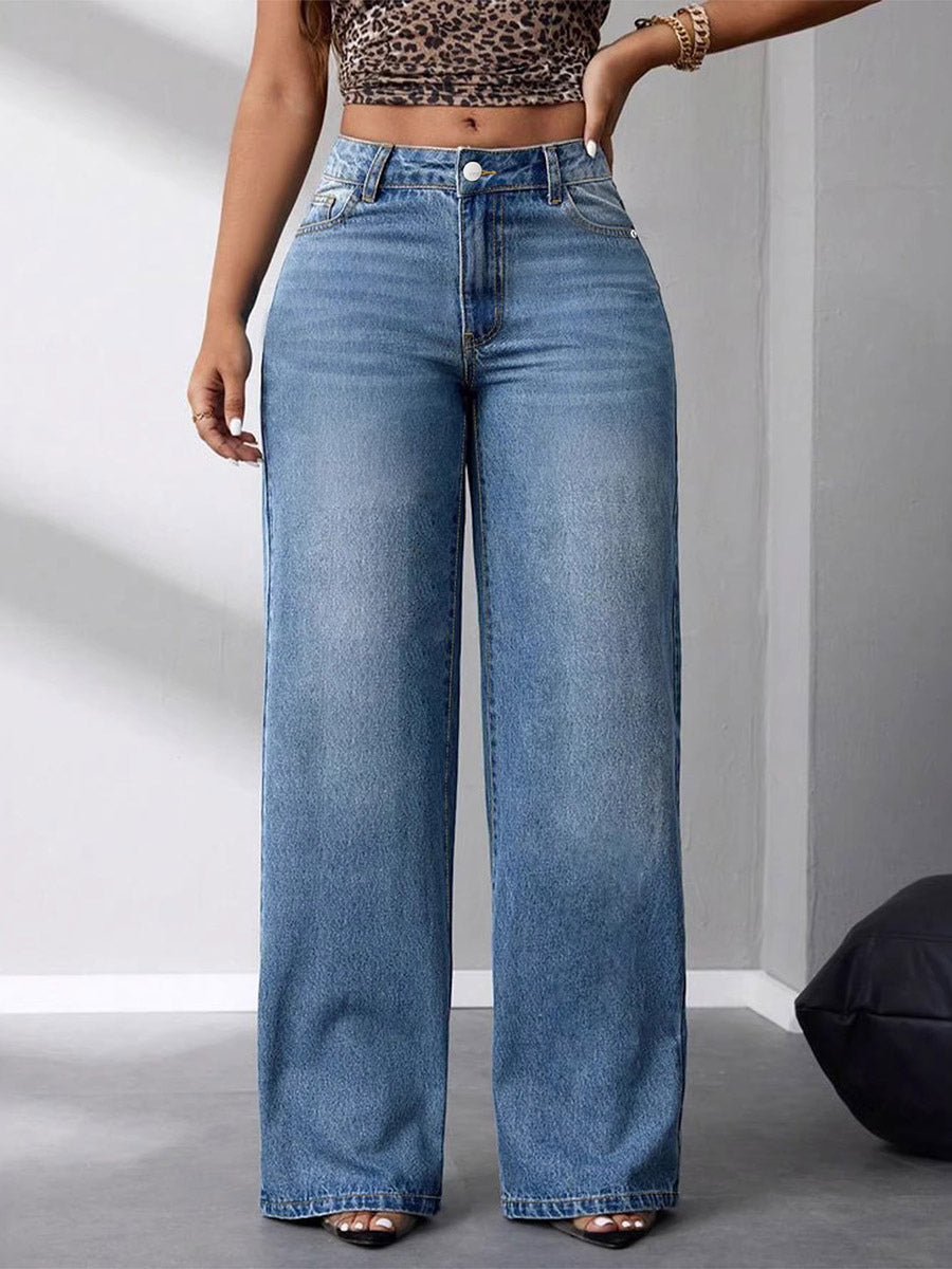 Jeans Bottoms Women's Wide Fashion Denim Casual Jeans