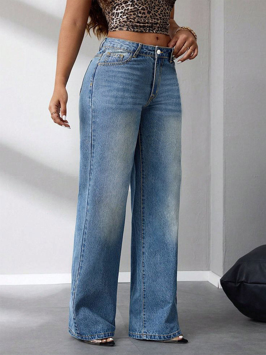 Jeans Bottoms Women's Wide Fashion Denim Casual Jeans