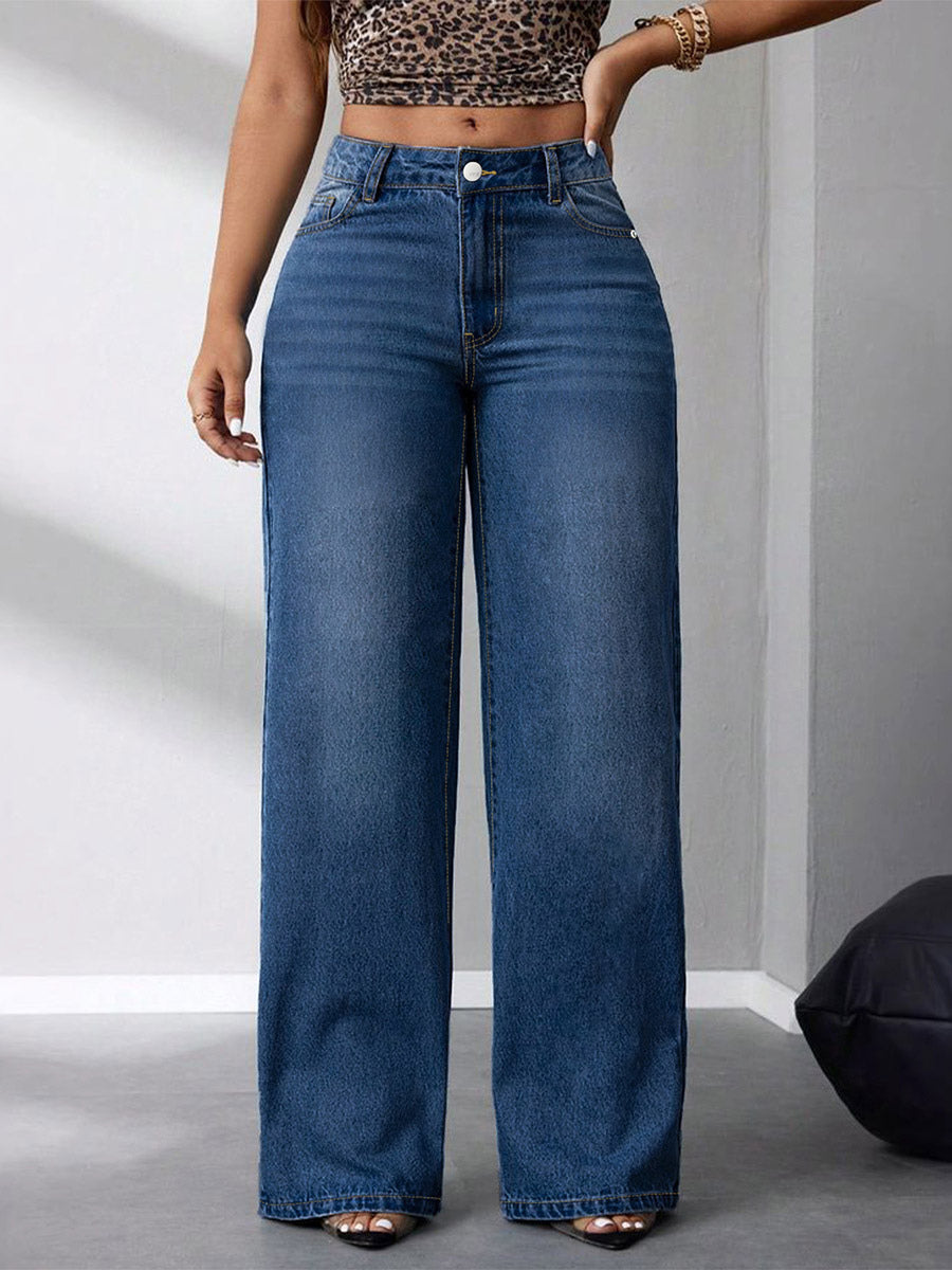 Jeans Bottoms Women's Wide Fashion Denim Casual Jeans