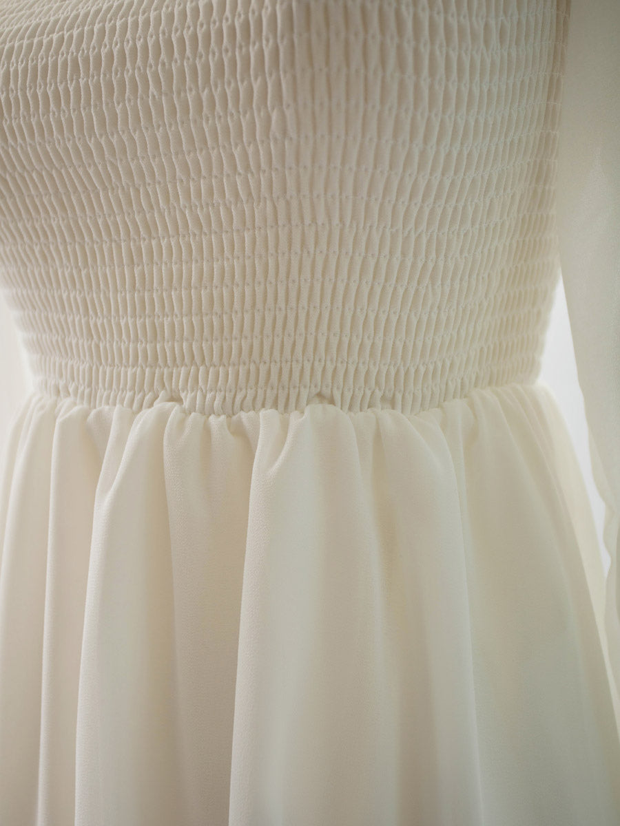 Daily Dresses Maxi Woman's Dress Long Sleeves Square Neck High Rise Waist Academic White Dress