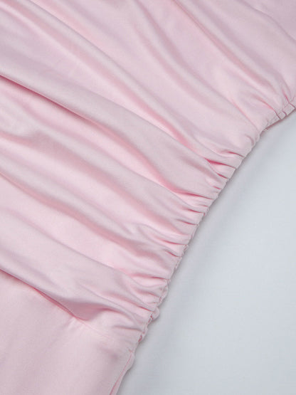 Vacation Dresses Blush Pink Deep V Cutout Back Ruched Bodycon Maxi Dress Evening Cocktail Gown