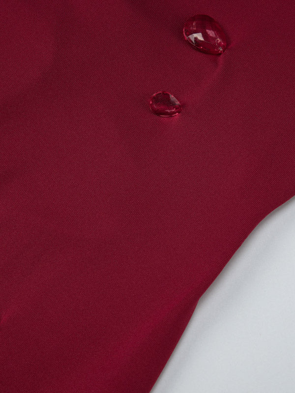 Night Out Dresses Burgundy Rhinestone Criss Cross Back Ruched Bodycon Mini Club Dress