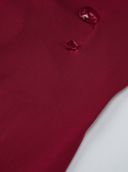 Night Out Dresses Burgundy Rhinestone Criss Cross Back Ruched Bodycon Mini Club Dress