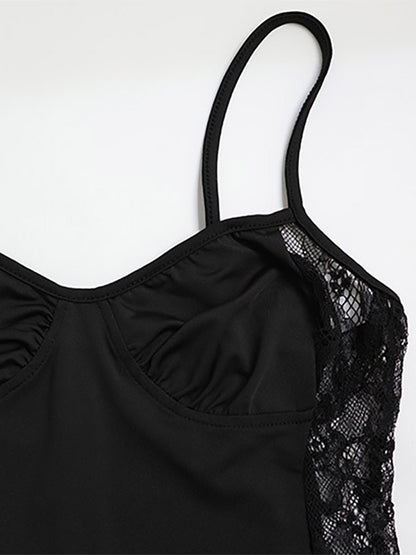 Night Out Dresses Spaghetti Strap Bustier Lace Side Cutout Bodycon Maxi Dress