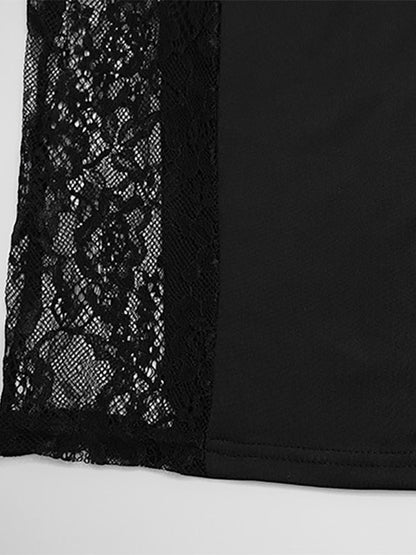 Night Out Dresses Spaghetti Strap Bustier Lace Side Cutout Bodycon Maxi Dress