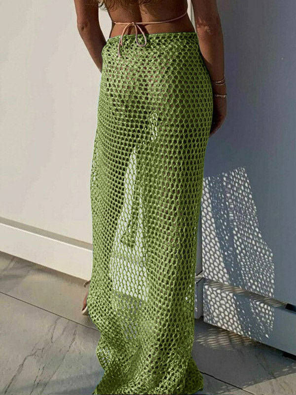 Skirts White Sexy Fishnet Summer Long Women's Bottoms