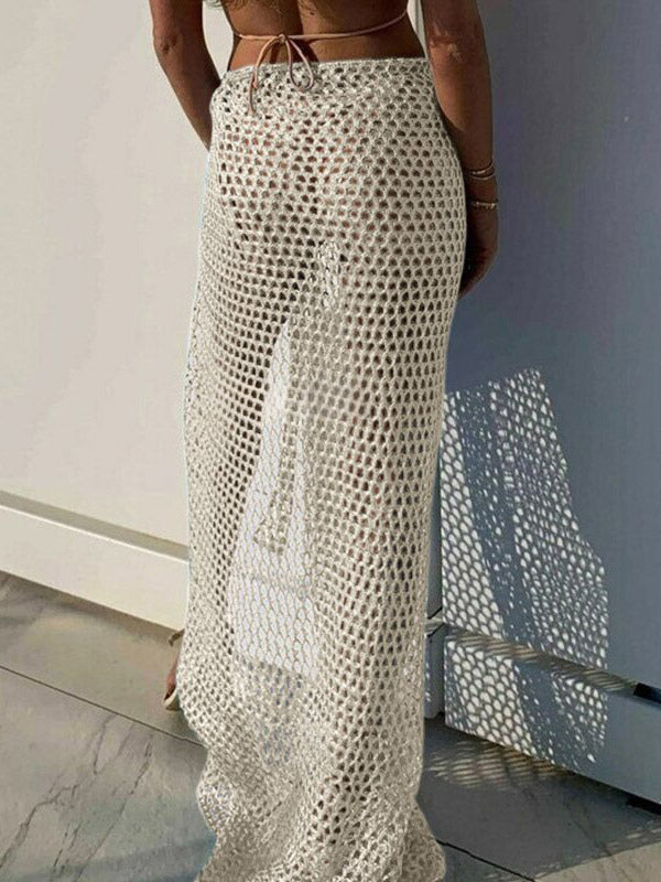 Skirts White Sexy Fishnet Summer Long Women's Bottoms