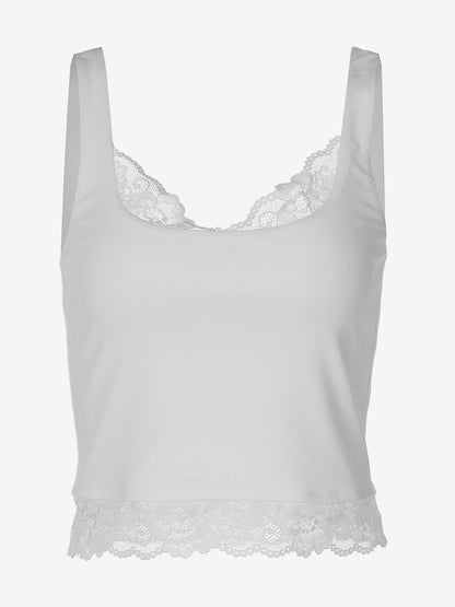 Cami Top Eyelash Lace Trim V Neck Ruched Slim Crop Cami Tank Top