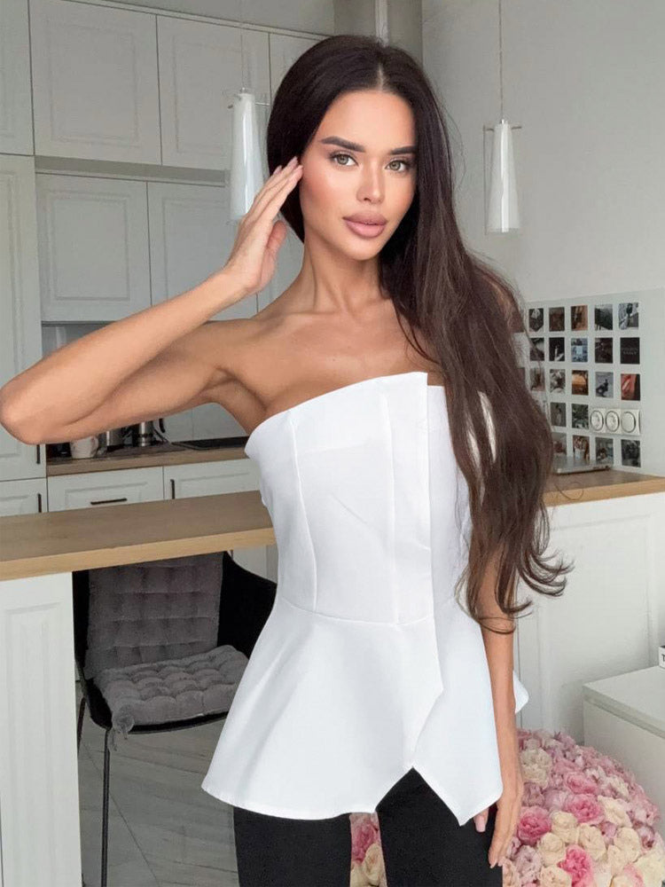 Brown Cami Top Strapless Casual Women Camis