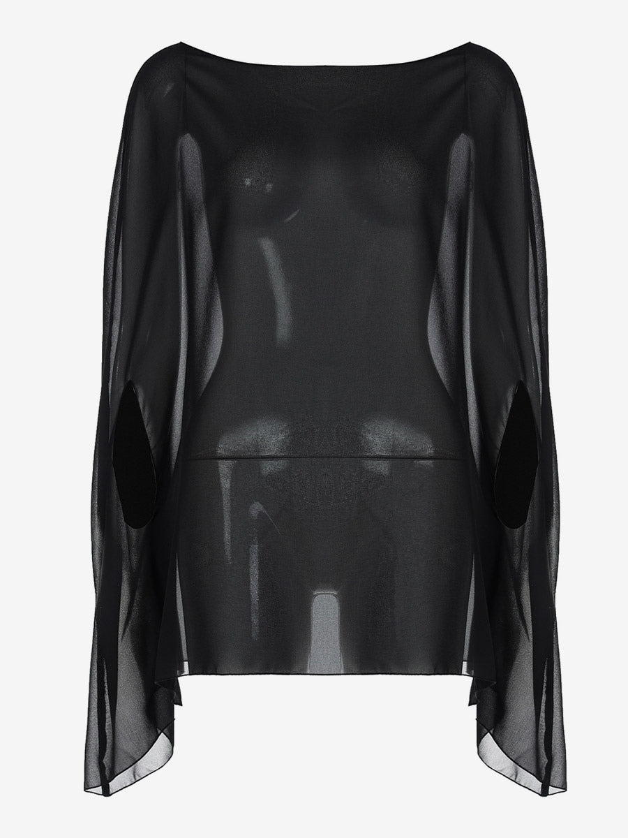 Sheer Chiffon Batwing Sleeve Cape Beach Cover Up