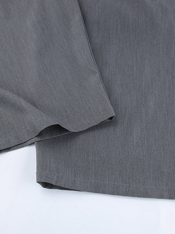 High Waist Pleated Drape Wide Leg Gray Suit Pants