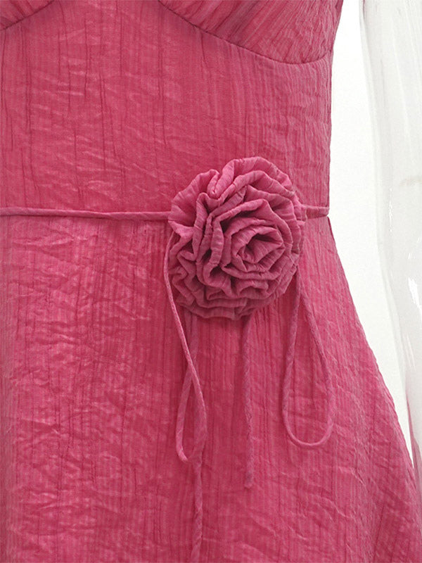 Date Night Dresses Mini Flowers Sleeveless Straps Neck Elegant Rose Dress