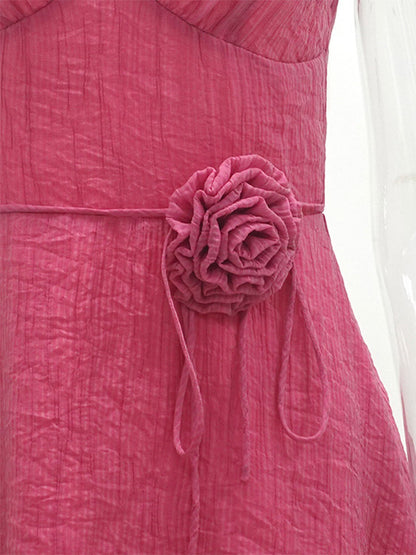 Date Night Dresses Mini Flowers Sleeveless Straps Neck Elegant Rose Dress