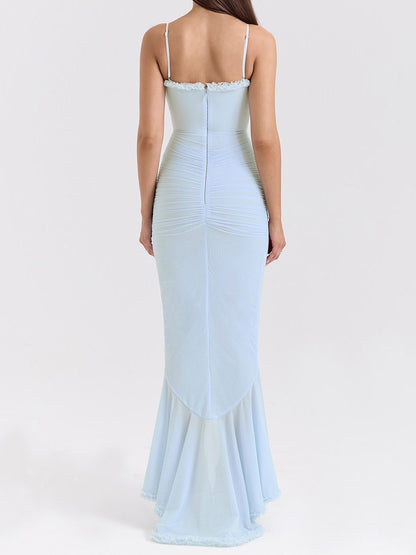 Party Dress Maxi Black Straps Neck Sleeveless Clothes Sexy Semi Formal Dress