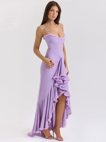 Party Dress Maxi Black Straps Neck Sleeveless Clothes Sexy Semi Formal Dress