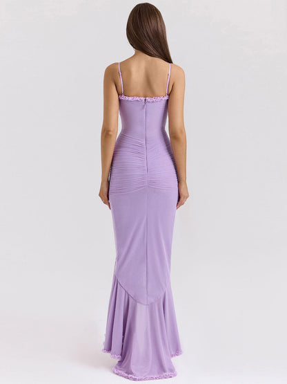Party Dress Maxi Black Straps Neck Sleeveless Clothes Sexy Semi Formal Dress