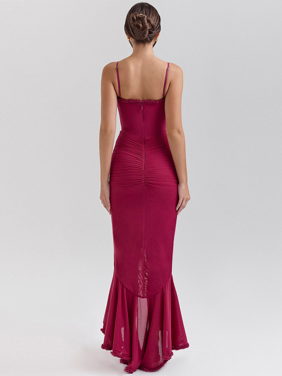 Party Dress Maxi Black Straps Neck Sleeveless Clothes Sexy Semi Formal Dress