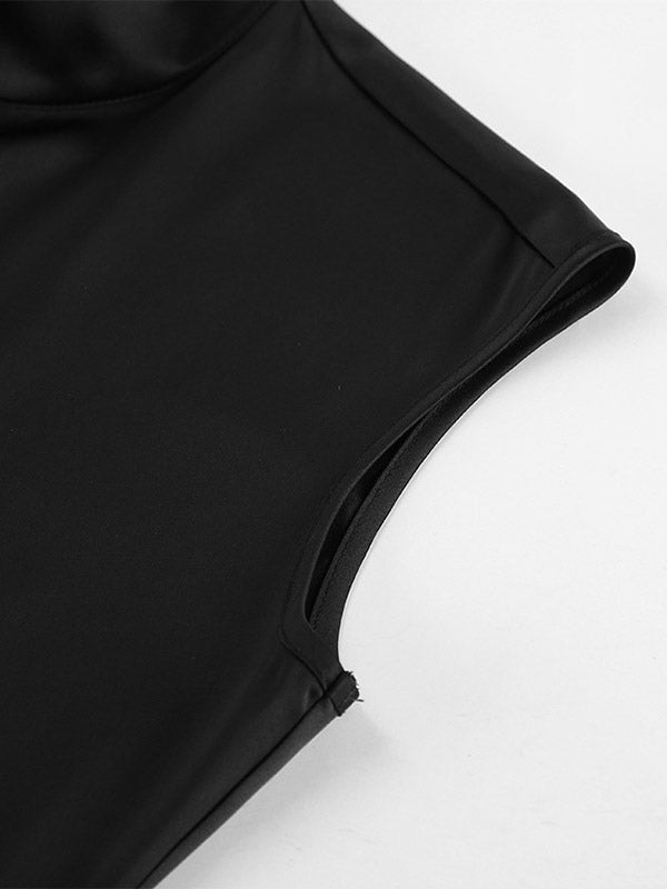 Night Out Dresses Black Lace Sleeveless High Collar Summer Dress