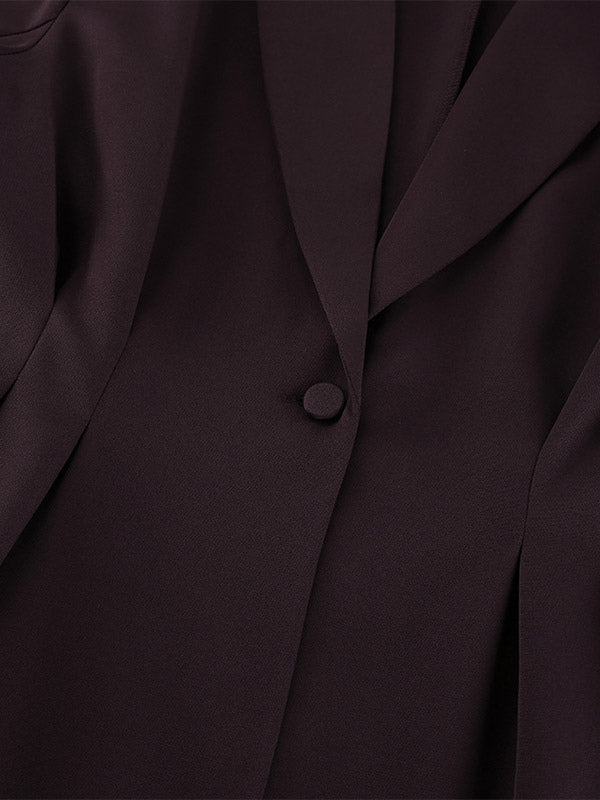 Women Peplum Blazer Wide Leg Pants 2 Piece Set Deep Brown Office Business Suit