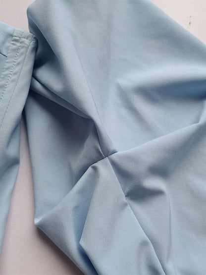 Shirt For Women Blue Strapless Sexy Long Sleeves Tops