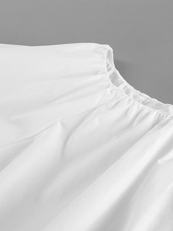 Blouse For Women White Off-The-Shoulder Elegant Long Sleeves Cotton Tops