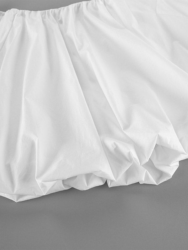 Blouse For Women White Off-The-Shoulder Elegant Long Sleeves Cotton Tops