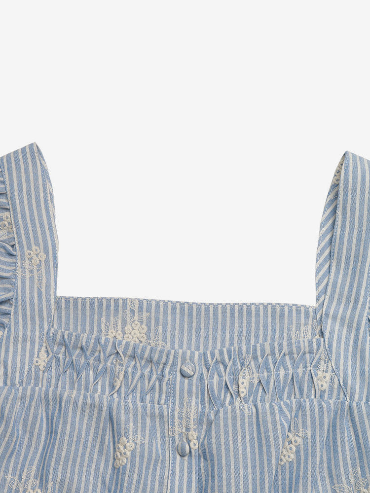 Blouse For Women Light Sky Blue Square Neck Casual Sleeveless Tops