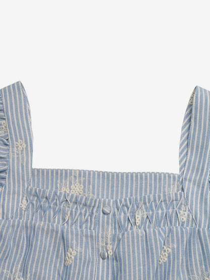 Blouse For Women Light Sky Blue Square Neck Casual Sleeveless Tops
