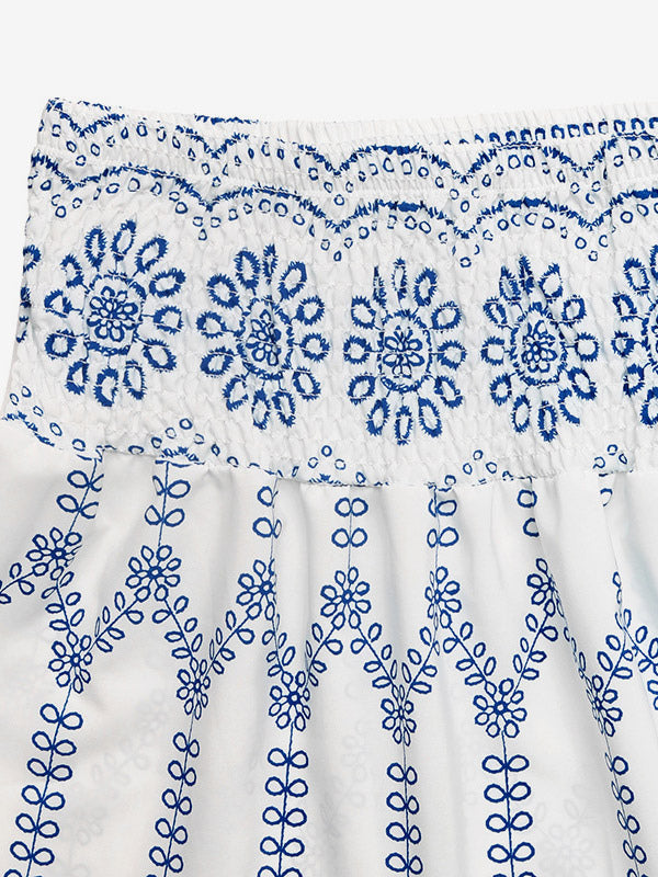 Skirts Blue Natural Waist Bohemian Clothes Summer Long Women's Bottoms