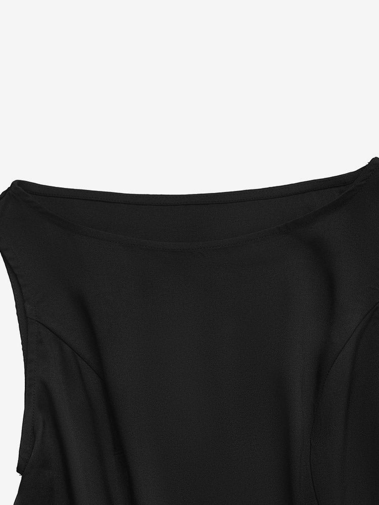 Blouse For Women Black Off-The-Shoulder Backless Elegant Sleeveless Tops
